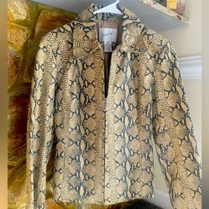 Womens Genuine leather snake print blazer